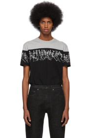 Alexander McQueen - T-shirt noir et gris Skeletons