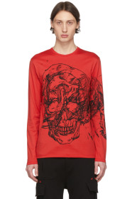 Alexander McQueen - T-shirt rouge Etched Skull
