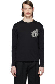 Alexander McQueen - T-shirt à manches longues noir Skull Flower