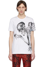Alexander McQueen - T-shirt blanc et gris Skeleton