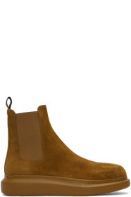 Alexander McQueen - ベージュ スエード チェルシー ブーツ