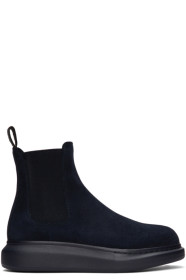 Alexander McQueen - Navy Suede Chelsea Boots
