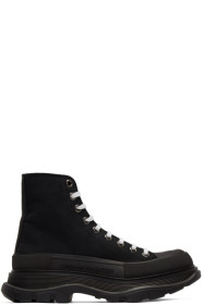 Alexander McQueen - Black Canvas Lace-Up Boots