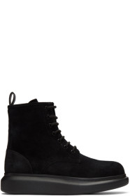 Alexander McQueen - ブラック スエード レースアップ ブーツ