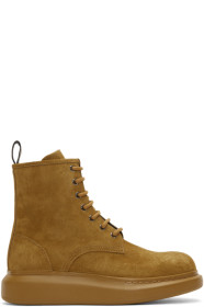 Alexander McQueen - ベージュ スエード レースアップ ブーツ