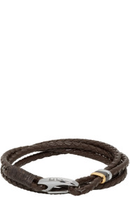 Paul Smith - Bracelet double-tour en cuir brun