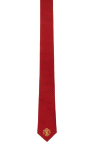 Paul Smith - 红色 & 黑色 Manchester United 联名波点真丝领带