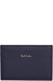 Paul Smith - Porte-cartes grainé bleu marine Straw