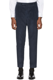 Paul Smith - Blue Corduroy Triple Pleat Trousers