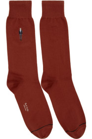 Paul Smith - 红色 Embroidered Paul 中筒袜