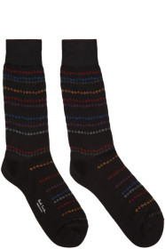 Paul Smith - 黑色 Chains Trip 中筒袜