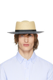 Giorgio Armani - Chapeau en paille beige Boater