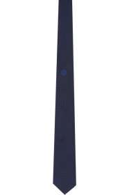 Giorgio Armani - Cravate en soie à logo bleue