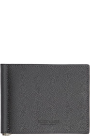 Giorgio Armani - Portefeuille en cuir gris Tumbled