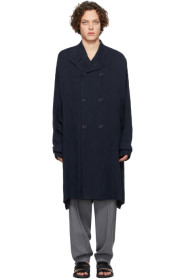 Giorgio Armani - Trench à double boutonnage en cupro bleu marine
