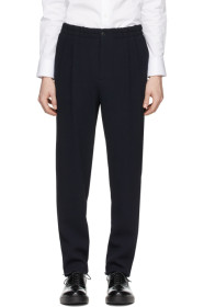 Giorgio Armani - Pantalon en laine bleu marine Sandwashed