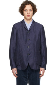 Giorgio Armani - Blazer en shantung bleu marine