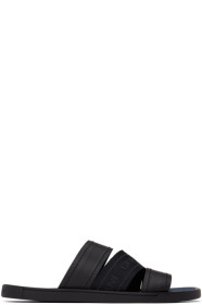 Giorgio Armani - Sandales à enfiler en cuir et nylon noires