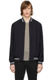 Z Zegna - Blouson aviateur bleu marine Tech Stripes