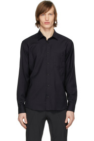 Z Zegna - Navy Merino Snap Button Shirt