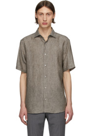 Z Zegna - 灰色亚麻短袖衬衫