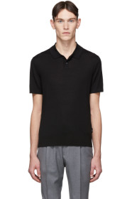 Z Zegna - Black Wool Knit Polo