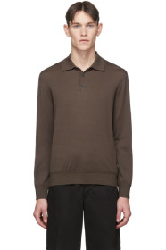 Z Zegna - Taupe Knit Long Sleeve Polo