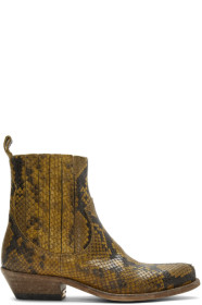 Golden Goose - Tan Limited Edition Python Santiago Boots