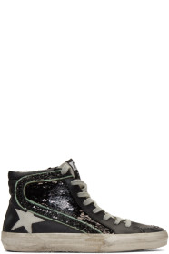 Golden Goose - Baskets à enfiler à paillettes noires