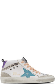Golden Goose - Baskets blanches et bleues Mid Star