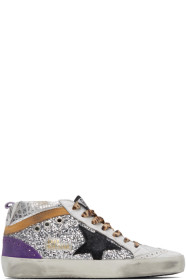 Golden Goose - Baskets argentées Glitter Mid Star