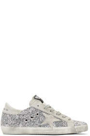 Golden Goose - Baskets scintillantes argentées Superstar exclusives à SSENSE