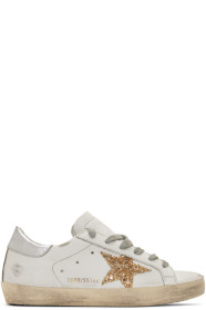 Golden Goose - Baskets blanches Glitter Superstar exclusives à SSENSE