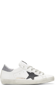 Golden Goose - Baskets blanches Glitter Tab Superstar exclusives à SSENSE