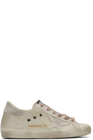 Golden Goose - SSENSE Exclusive Silver & White Glitter Superstar Sneakers
