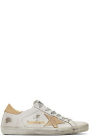 Golden Goose - SSENSE 独家发售白色 & 金色 Superstar 运动鞋