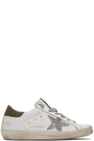 Golden Goose - Baskets blanches et argentées Glitter Superstar