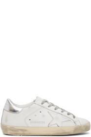 Golden Goose - Baskets blanches et argentées Superstar