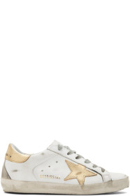Golden Goose - Baskets blanches et dorées Superstar