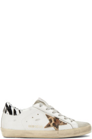 Golden Goose - Baskets blanches Leopard Superstar