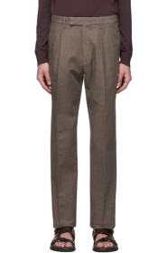 Ermenegildo Zegna - Pantalon à jambe droite en lin brun