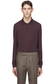 Ermenegildo Zegna - Purple Wool Long Sleeve Polo