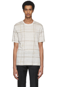 Ermenegildo Zegna - White Linen Plaid T-Shirt