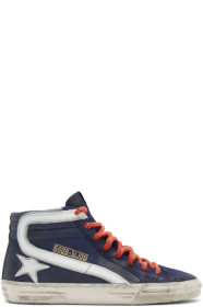 Golden Goose - Navy Leather Slide Sneakers