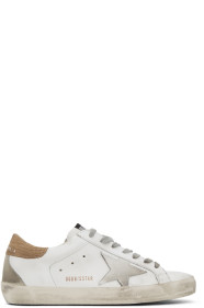 Golden Goose - Baskets blanches et brunes Lizard Superstar