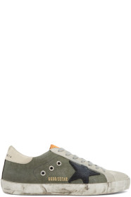 Golden Goose - Green & Grey Canvas Superstar Sneakers