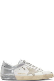Golden Goose - White & Silver Superstar Sneakers