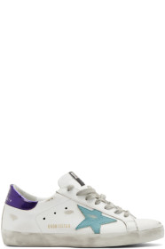 Golden Goose - White & Blue Superstar Sneakers