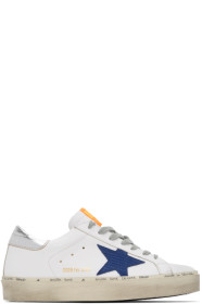Golden Goose - ホワイト & ネイビー ハイ スター スニーカー