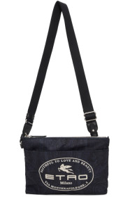 Etro - Sac messager à motif cachemire et logo bleu marine